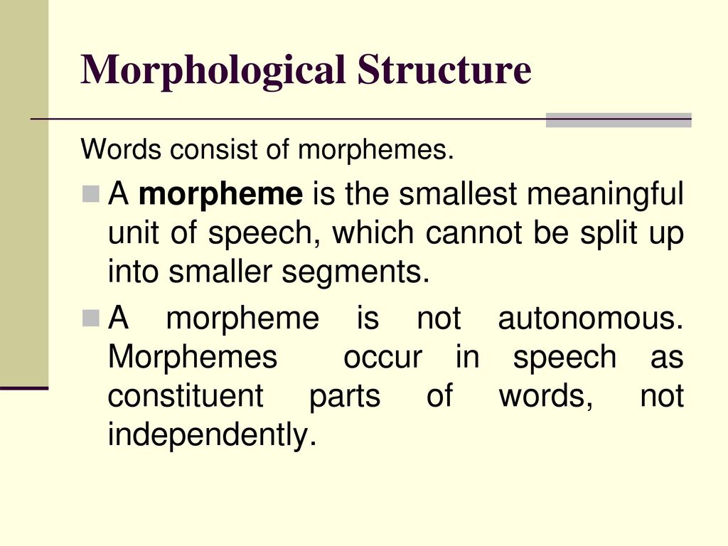 Speech unit. Morphological structure. Morphological structure of English Words. Morphological structure of the Word. Morphological Analysis of Words.