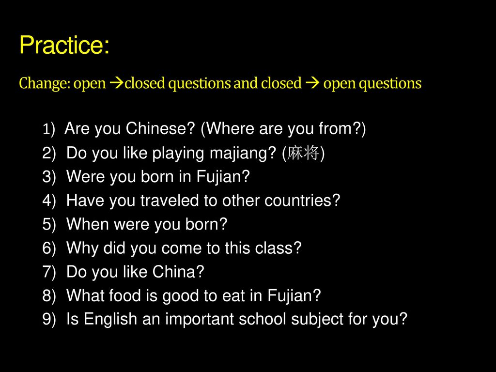 Questions to get to know each other