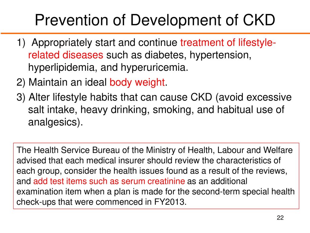 Prevention of Development of CKD