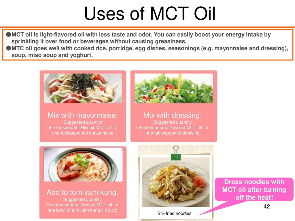 Dress noodles with MCT oil after turning off the heat!