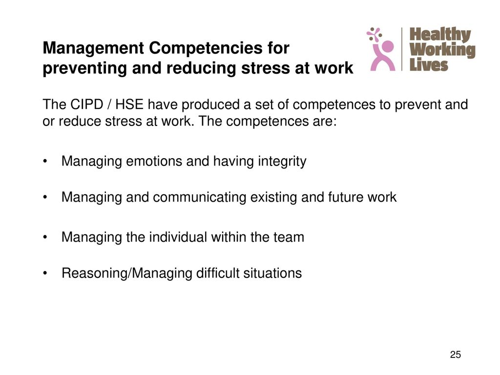 Management Competencies for preventing and reducing stress at work