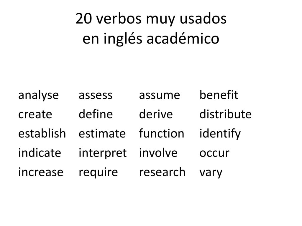 20 verbos en ingles conjugados en presente simple