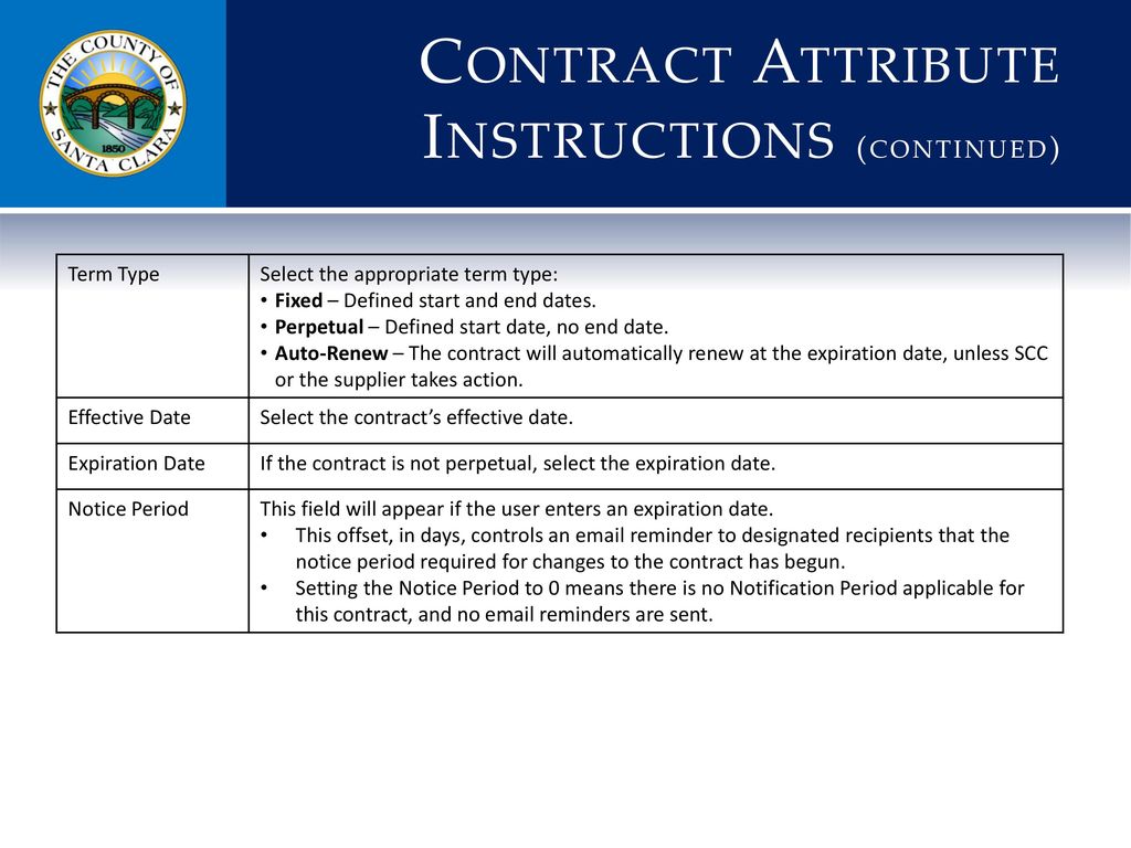 Contract Attribute Instructions (continued)