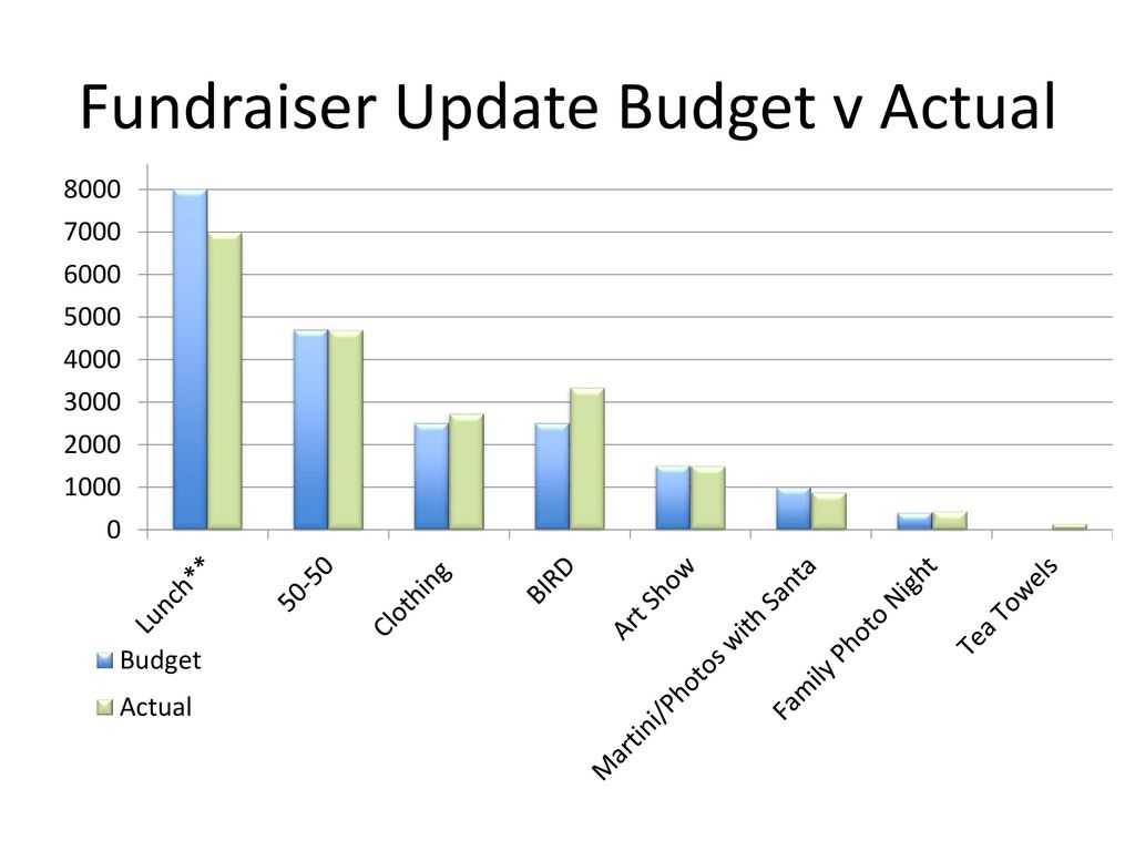 Fundraiser Update Budget v Actual