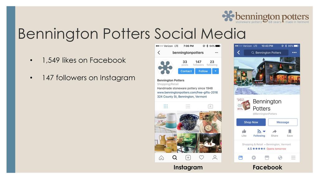 Bennington Potters Social Media