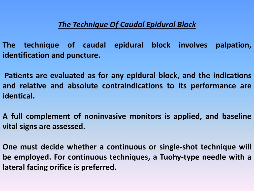 caudal anesthesia technique