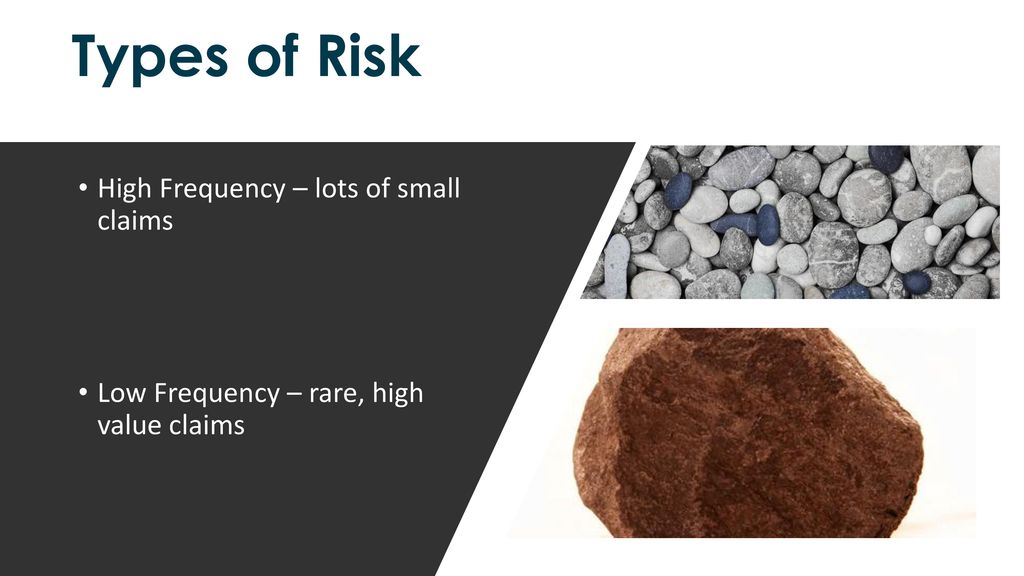 Types of Risk High Frequency – lots of small claims