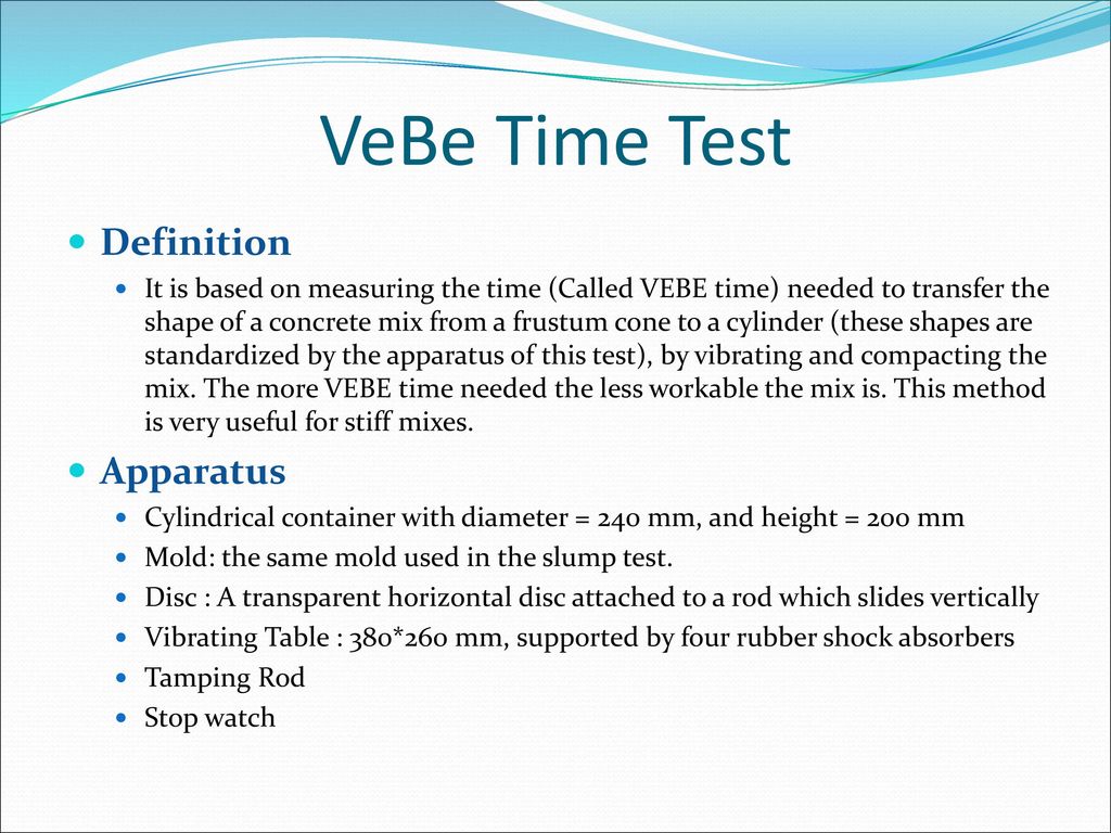 VeBe Time Test Definition Apparatus