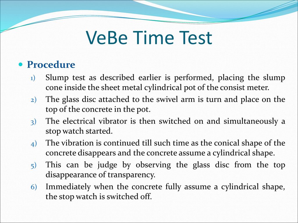 VeBe Time Test Procedure