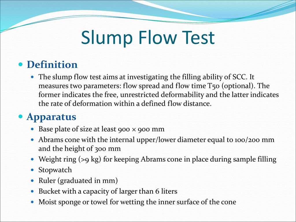 Slump Flow Test Definition Apparatus