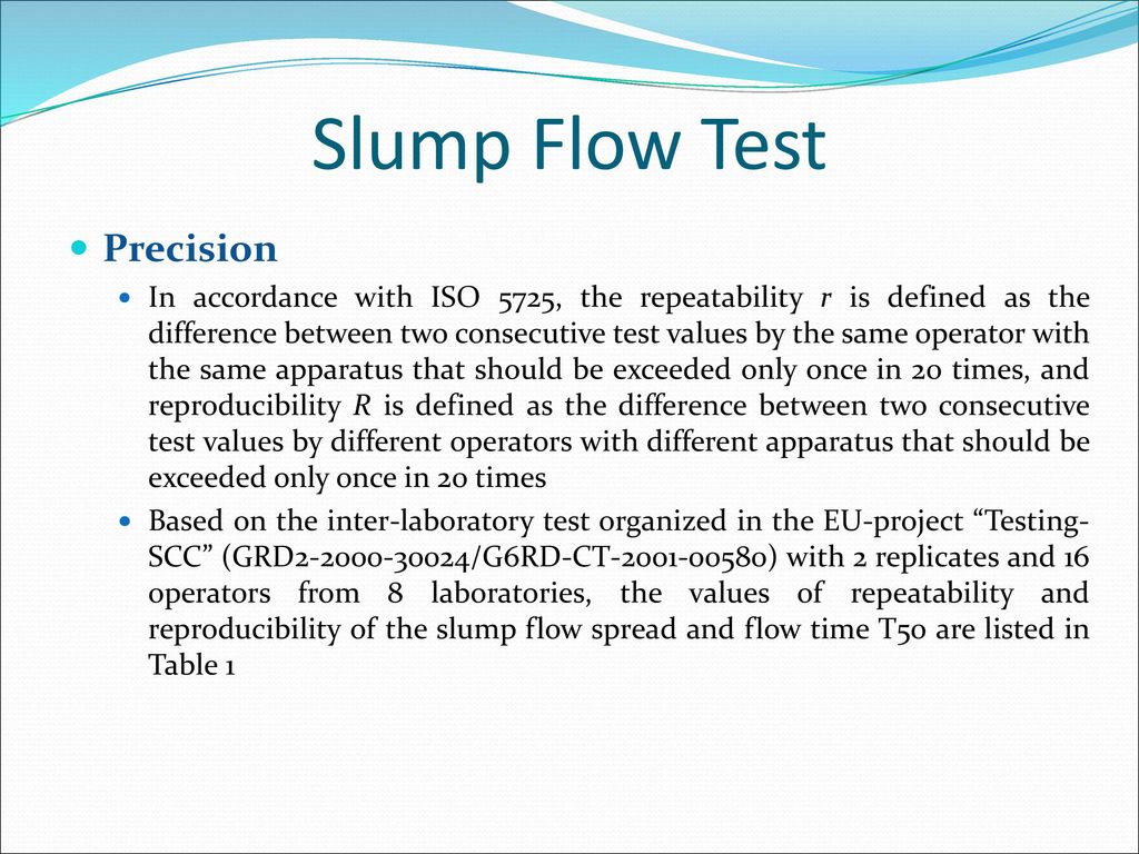 Slump Flow Test Precision
