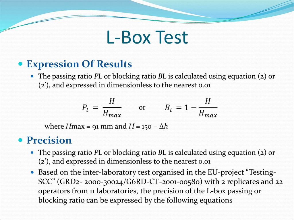 L-Box Test Expression Of Results Precision