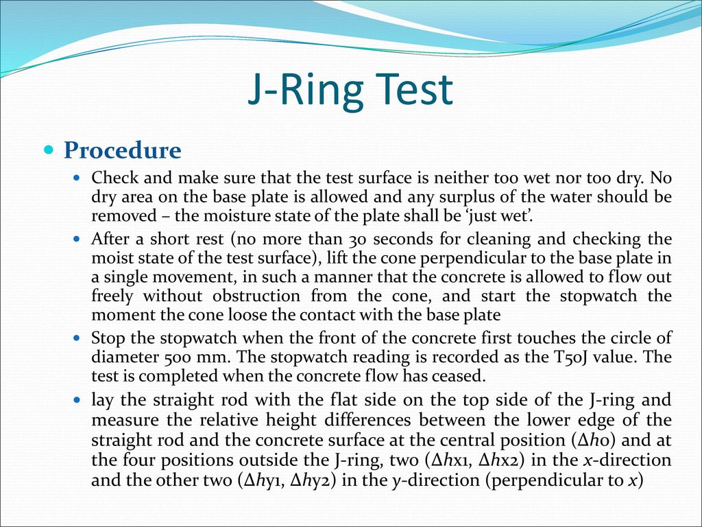 J-Ring Test Procedure.
