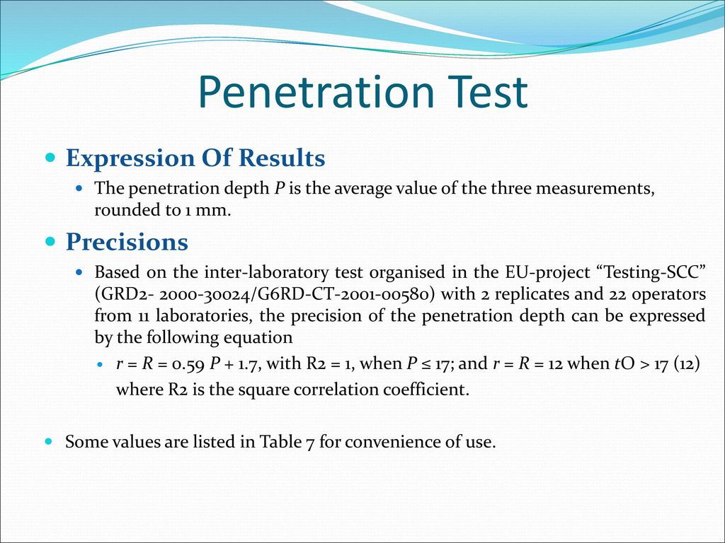 Penetration Test Expression Of Results Precisions
