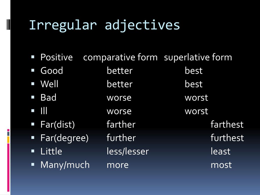 Irregular adjectives