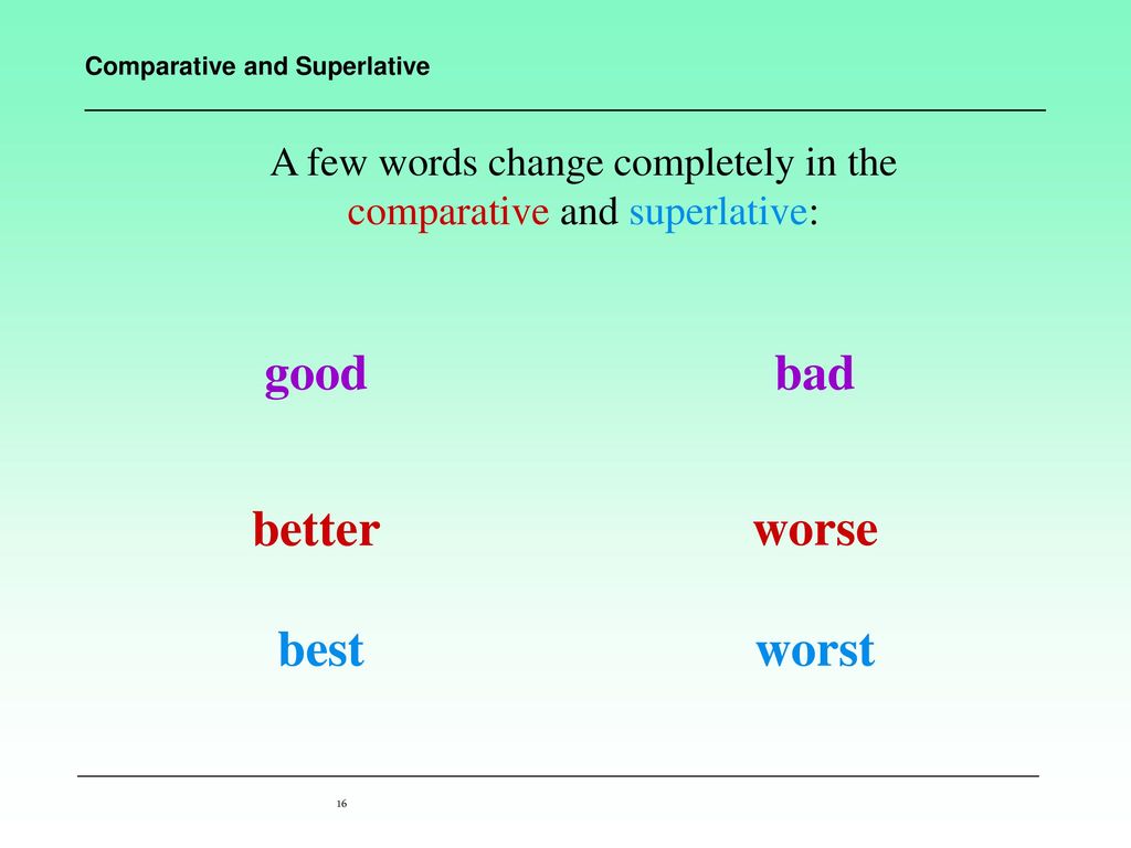 Well comparative form. Good Comparative. Bad Comparative and Superlative. Comparatives and Superlatives. Superlative good.