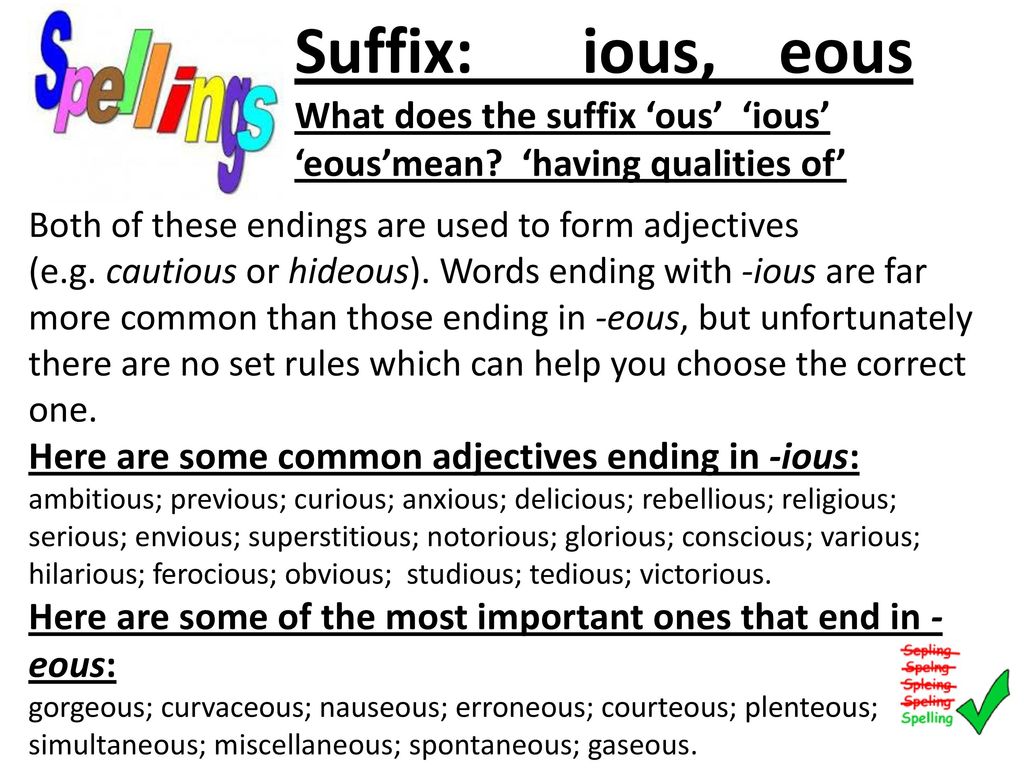 Suffix Ious Eous What Does The Suffix Ous Ious Eous Mean