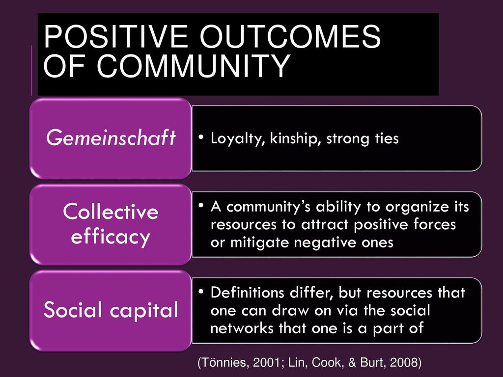 Positive outcomes of community