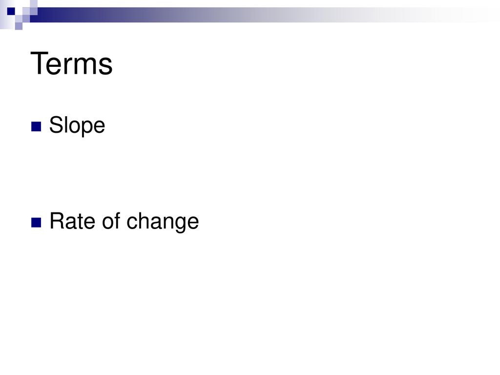 Terms Slope Rate of change