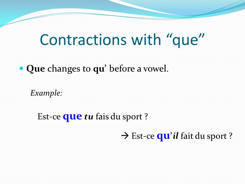 Contractions with que