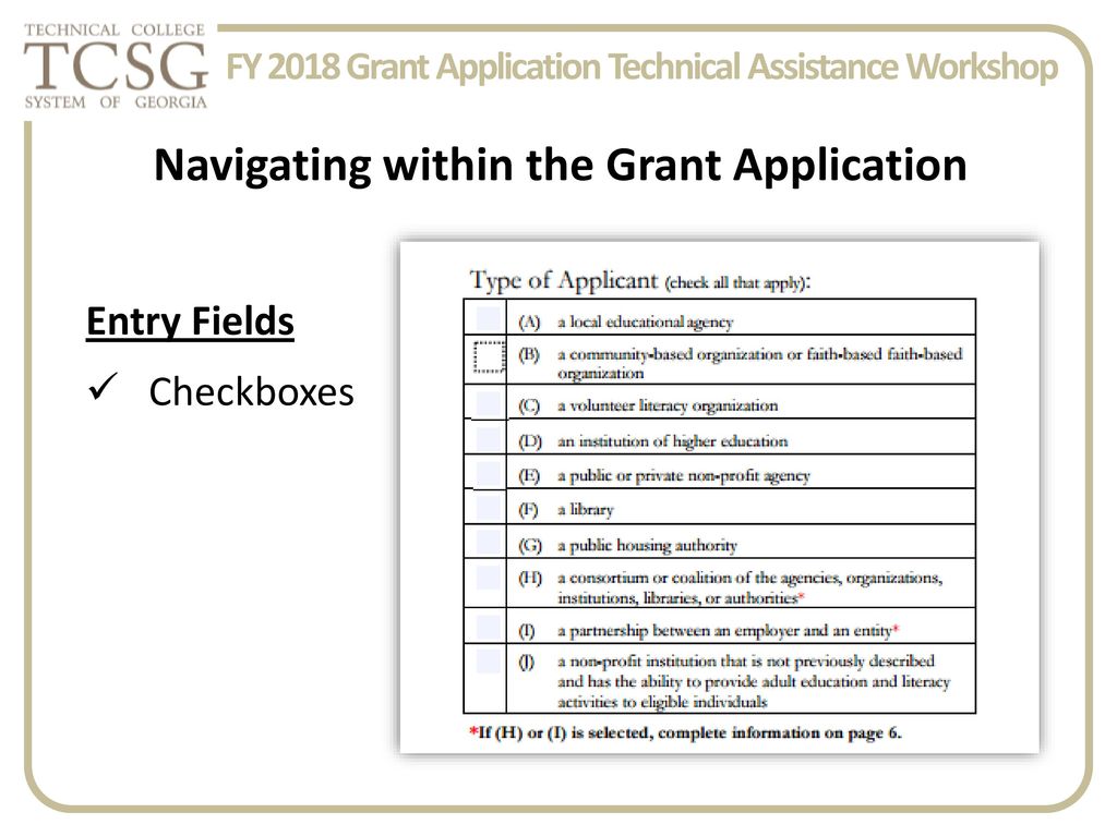 FY 2018 Grant Application Technical Assistance Workshop