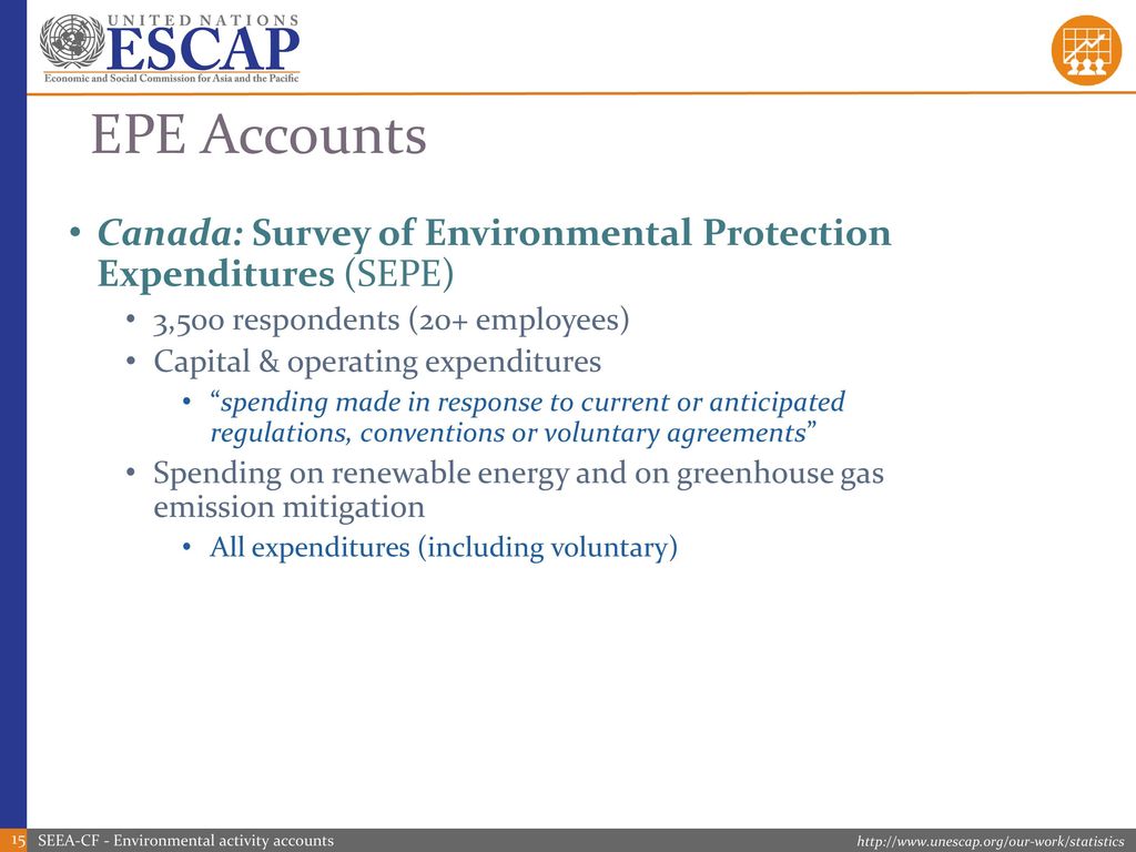 EPE Accounts Canada: Survey of Environmental Protection Expenditures (SEPE) 3,500 respondents (20+ employees)
