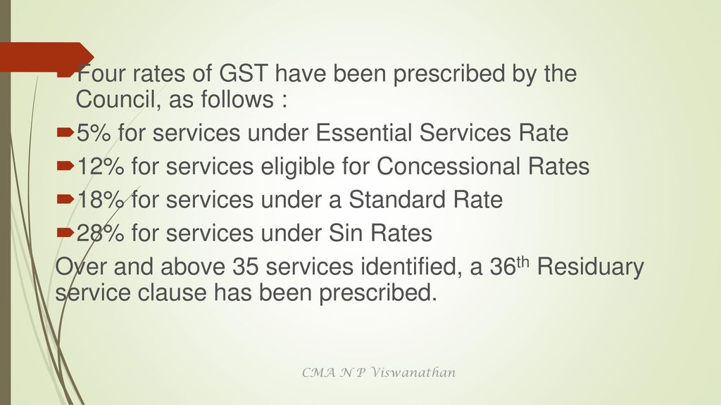 Goods Services Tax As Applicable To Services Ppt Download