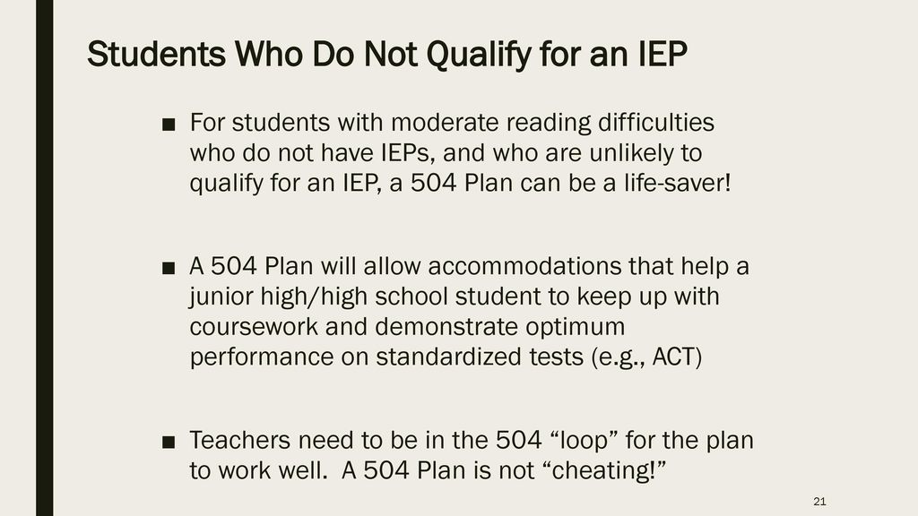 Students Who Do Not Qualify for an IEP