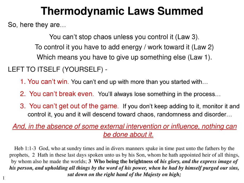 Thermodynamic Laws Summed