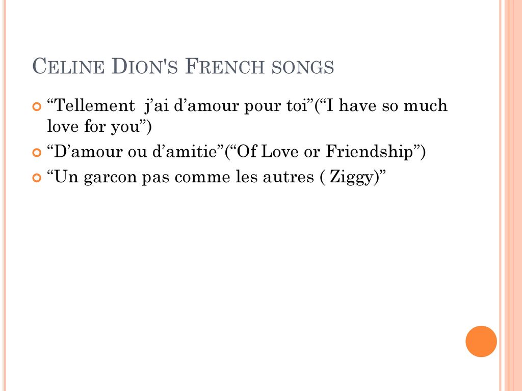 Celine Dion s French songs