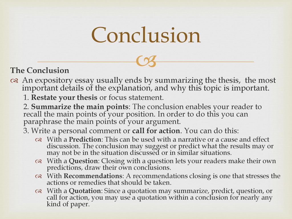 write an explanatory note on conclusion