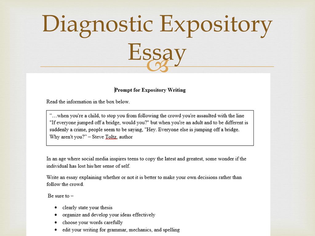 diagnostic essay format