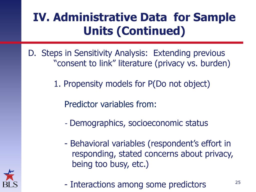 IV. Administrative Data for Sample Units (Continued)