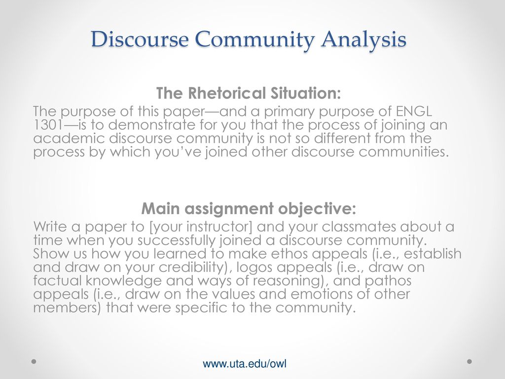 Discourse Community Analysis - ppt download