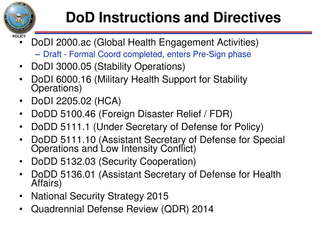 DoD Instructions and Directives