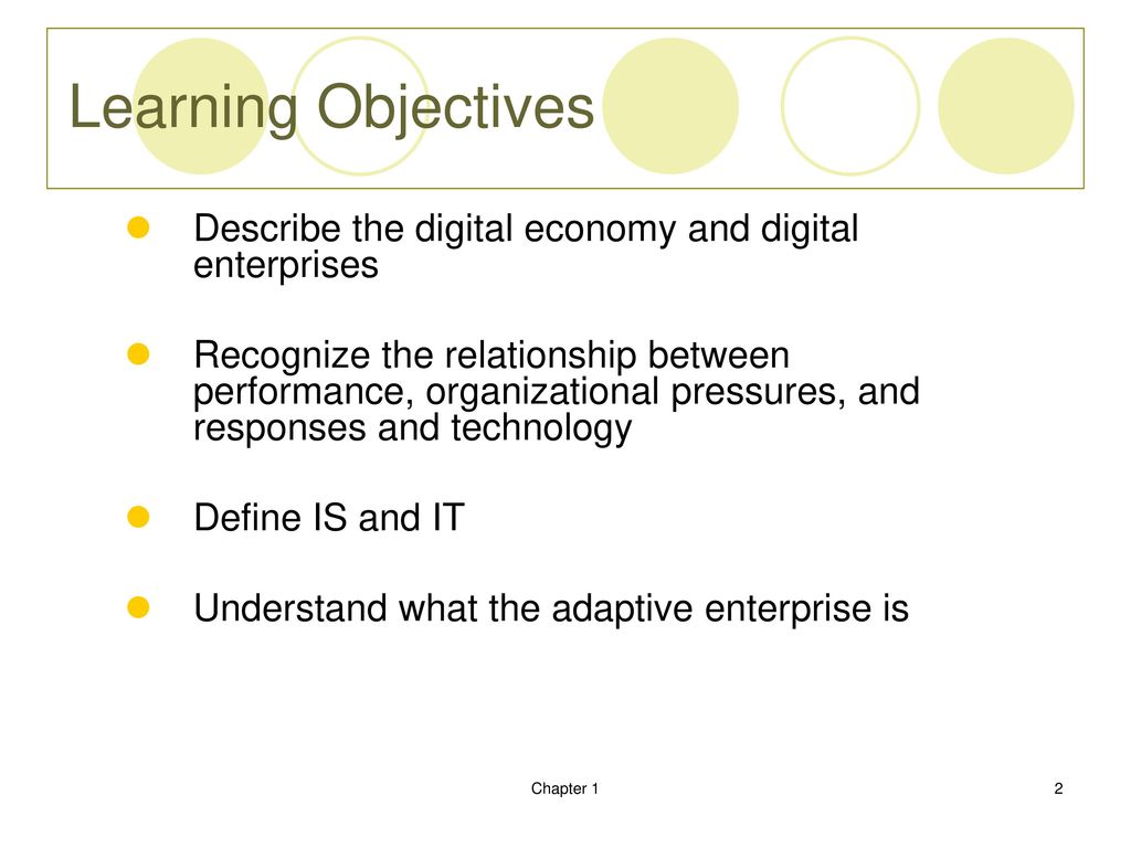 Learning Objectives Describe the digital economy and digital enterprises.
