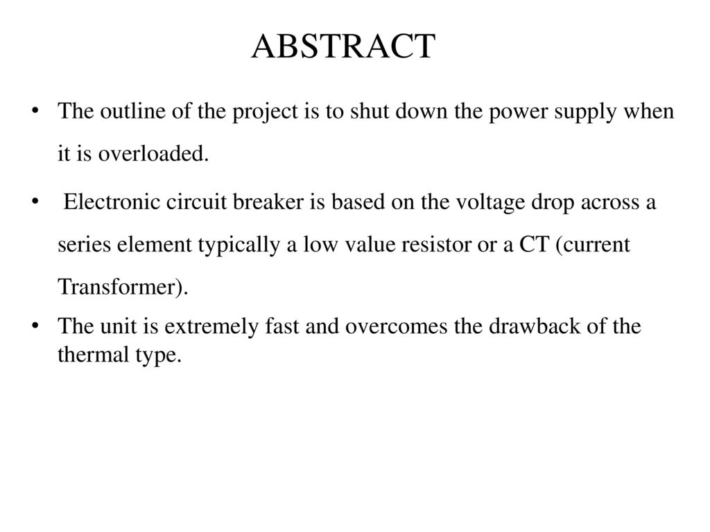 Ultra Fast Acting Electronic Circuit Breaker Ppt Download