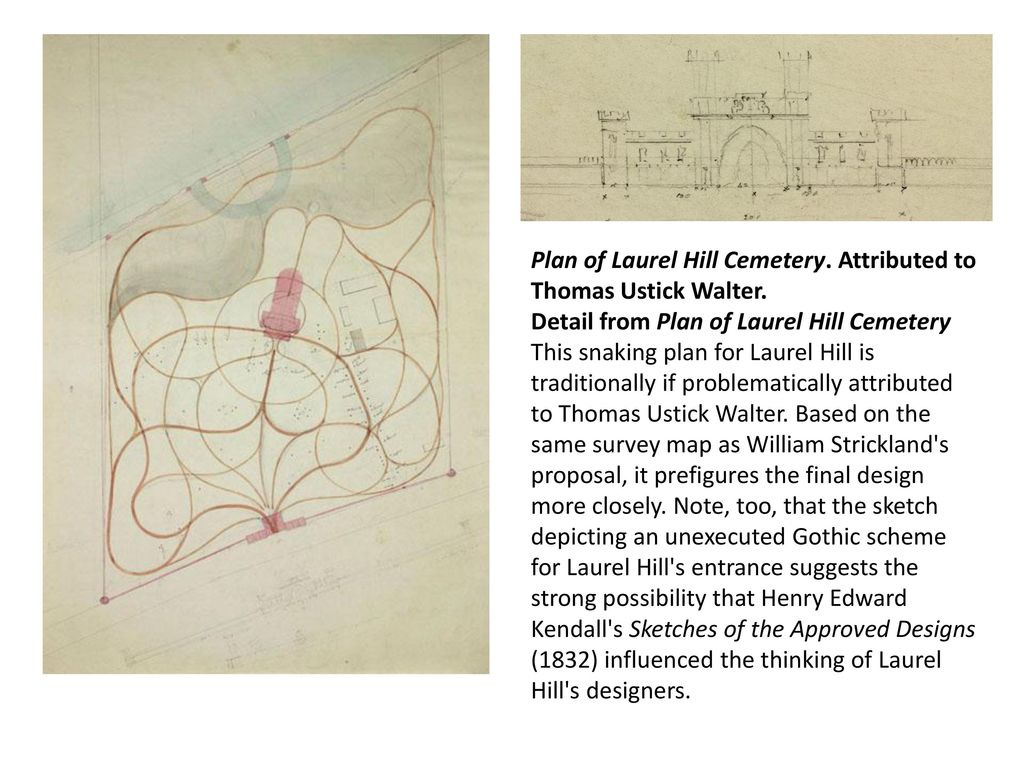 Plan of Laurel Hill Cemetery. Attributed to Thomas Ustick Walter.