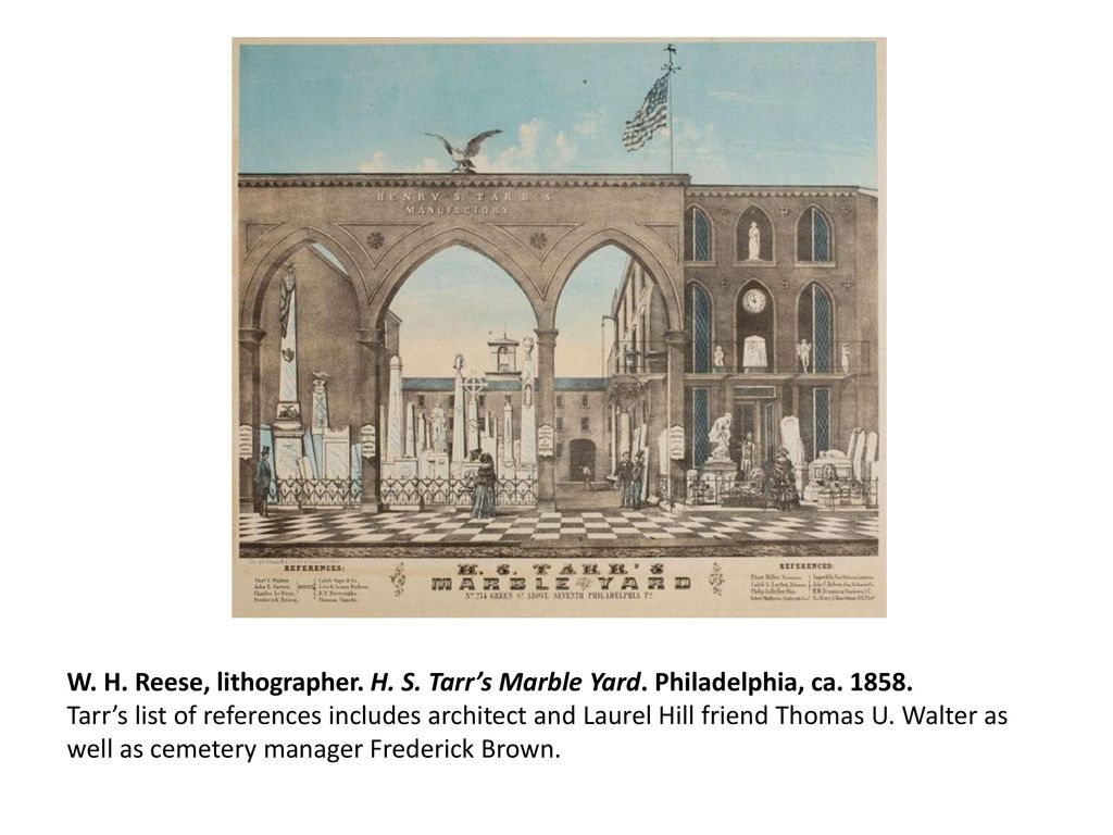 W. H. Reese, lithographer. H. S. Tarr’s Marble Yard. Philadelphia, ca