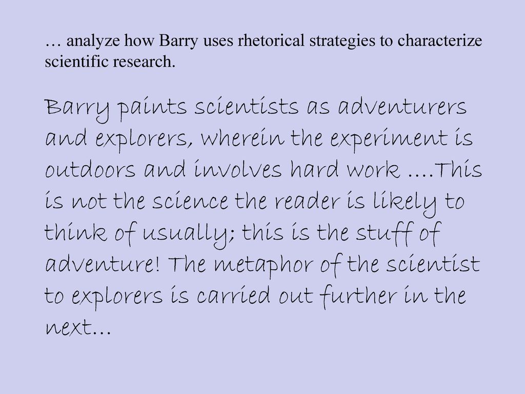 how does barry characterize scientific research