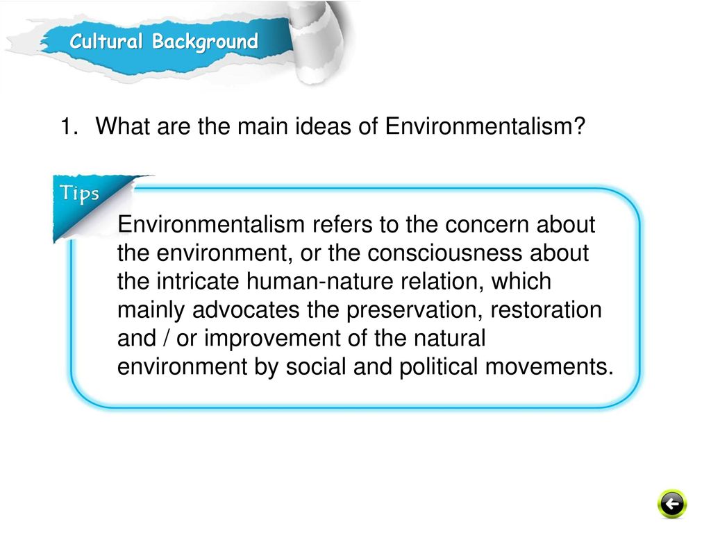 What are the main ideas of Environmentalism