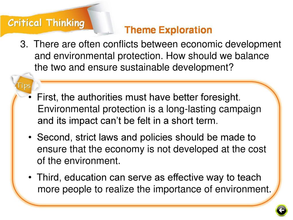 3. There are often conflicts between economic development and environmental protection. How should we balance the two and ensure sustainable development