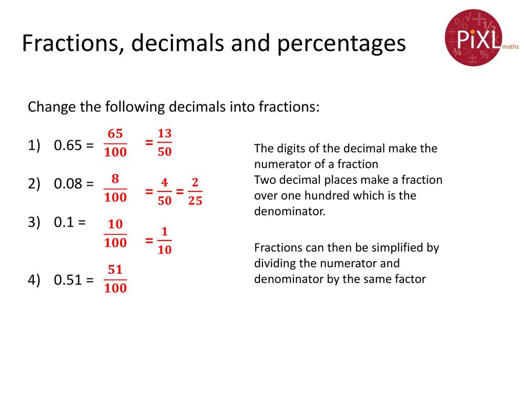 Compare Fractions Decimals And Percentages Ppt Download