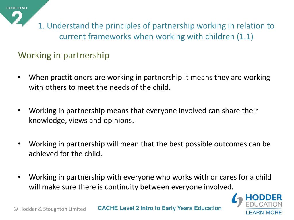 identify reasons for working in partnership