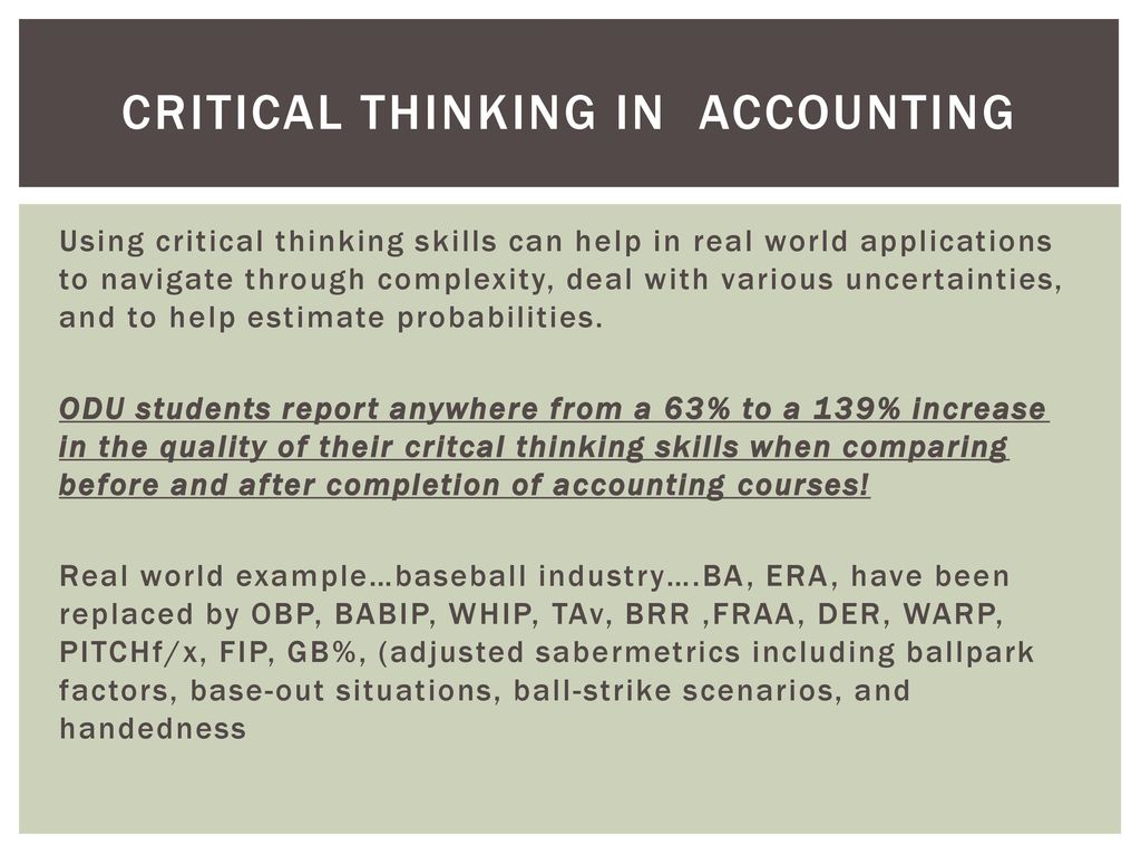 critical thinking in accounting profession
