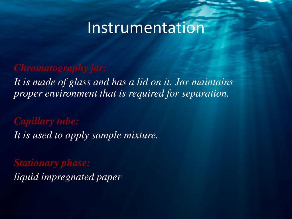 Instrumentation Chromatography jar: