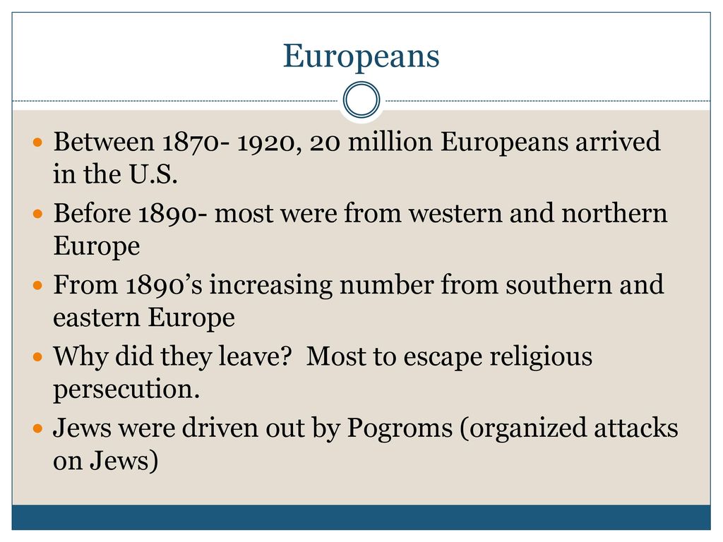 Europeans Between , 20 million Europeans arrived in the U.S.