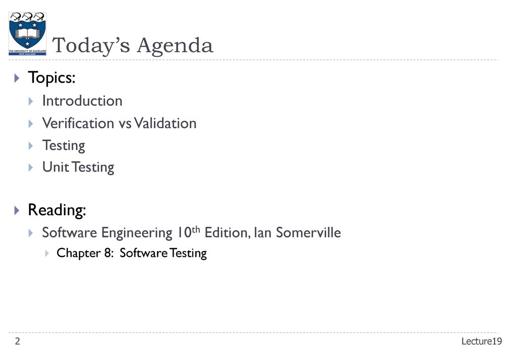 Chapter 8: Introduction to Verification