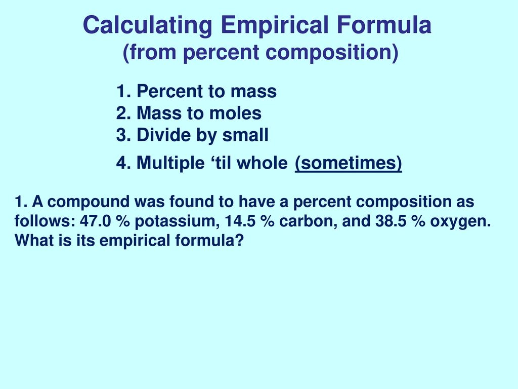 Calculating Empirical Formula (from percent composition)
