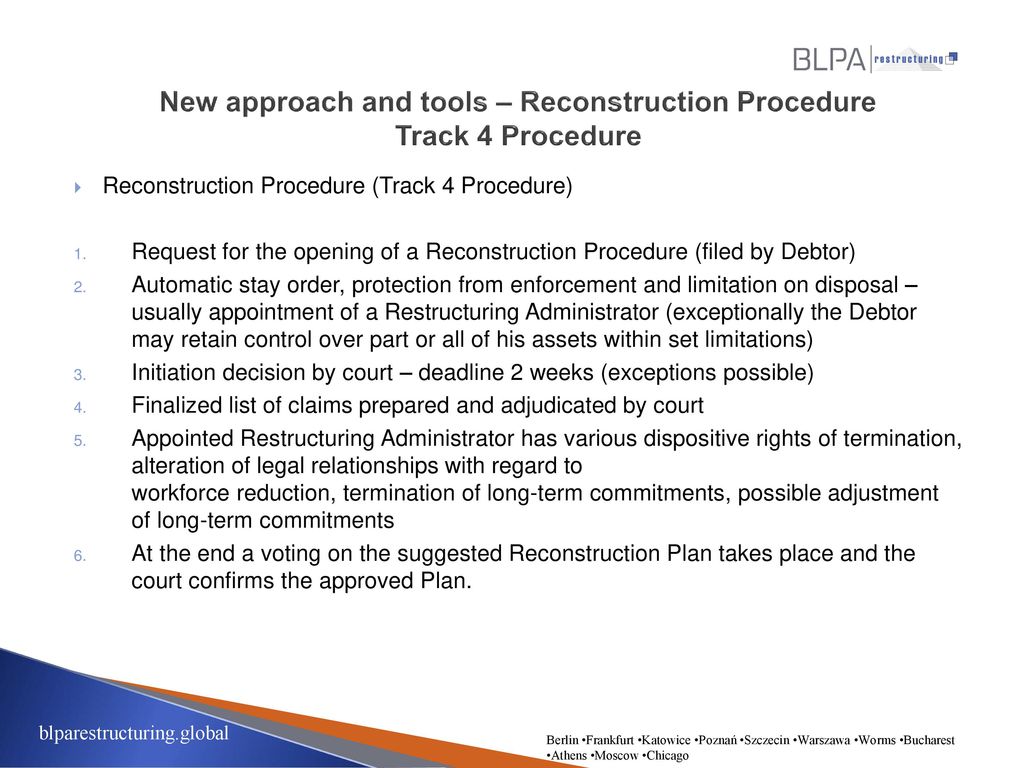 New approach and tools – Reconstruction Procedure Track 4 Procedure